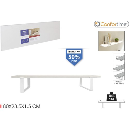Estante MDF White con Soporte 80x23.5x1.5 Confortime