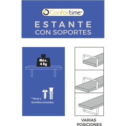 Estante MDF White con Soporte 80x23.5x1.5 Confortime