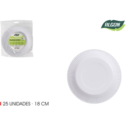 Set of 25 Red Soy Paper Plates 18cm Algon
