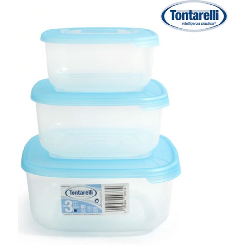 Set de 3 Fiambreras Cuadradas Azules