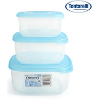 Set of 3 Square Food Containers Blue