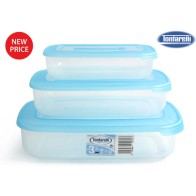 Set of 3 Rectangular Lunch Boxes 1L/2L/3L - Blue - Meal Prep Made Easy