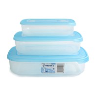 Set of 3 Rectangular Lunch Boxes 1L/2L/3L - Blue - Meal Prep Made Easy