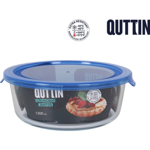 Red Round Lunch Box with Blue Lid 20.5cm Quttin