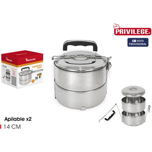 Privilege Double Plate Lunch Box 14cm Steel - Practical Food Storage