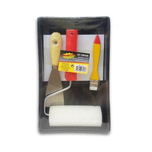 Painter Set: Tray + Roller 12.5cm + Brush + Spatula