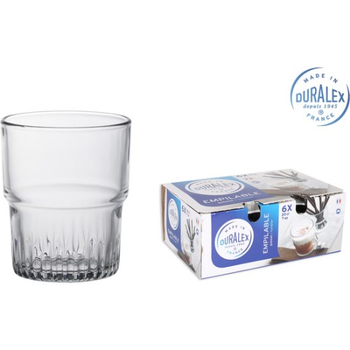Set of 6 Stackable Transparent Glasses for Drinks