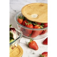 Fiambrera Redonda Con Tapa Bambú 13.5cm