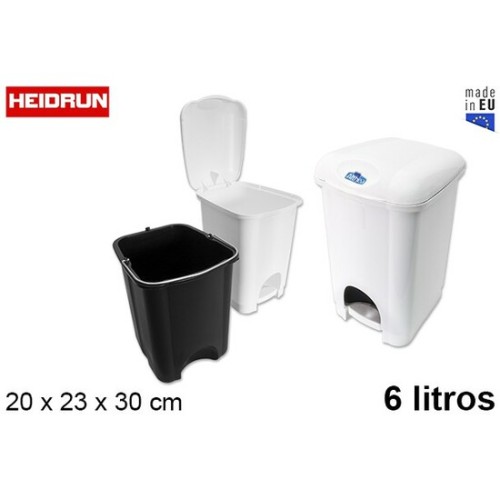 White Plastic Pedal Bin by Heidrun 6 Liters