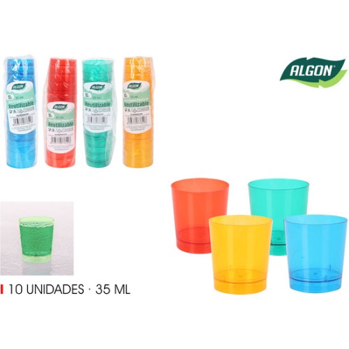 Set-10 Vaso Chupito Color Ps 35ml Algon