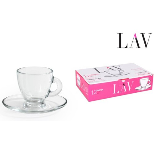 Set 6 Tazas Con Plato 95cc Espresso Roma