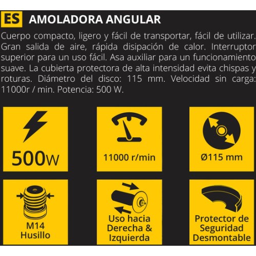 Amoladora Angular 500W 11000RPM