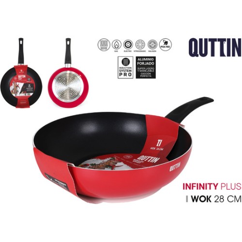 Sartén Wok Roja de 28cm Soft Touch Antiadherente Quttin - Herramienta Esencial de Cocina