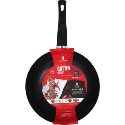 Sartén Wok Roja de 28cm Soft Touch Antiadherente Quttin - Herramienta Esencial de Cocina