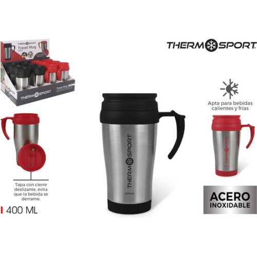 Travel Mug 400ml Acer.inox Neg/Rojo - Elegante y Funcional