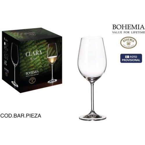 Set of 6 Clear White Wine Glasses 350cc - Bohemia Elegance