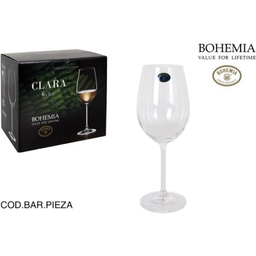 Set of 6 Clear White Wine Glasses 350cc - Bohemia Elegance
