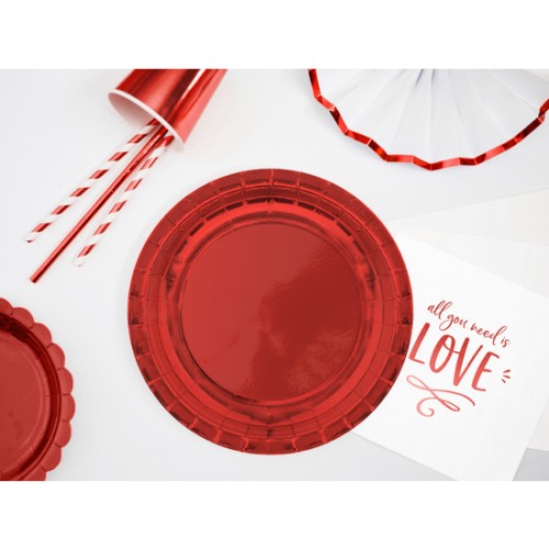 Set-10 Plato Carton Rojo Red. 20cm