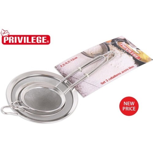 Set de 3 Coladores de Acero Inoxidable 7,5/8,5/12cm Privilege