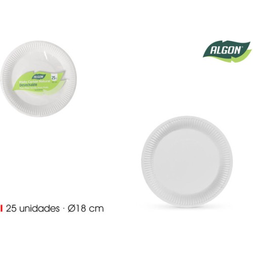 Set of 25 Natural Round Plates 18cm Eco-Friendly
