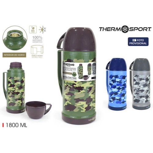 Termo Plástico con Taza 1,80L Camuflaje Thermosport