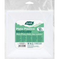 Set de 12 Platos Cuadrados de Plástico Premium 18cm Algon