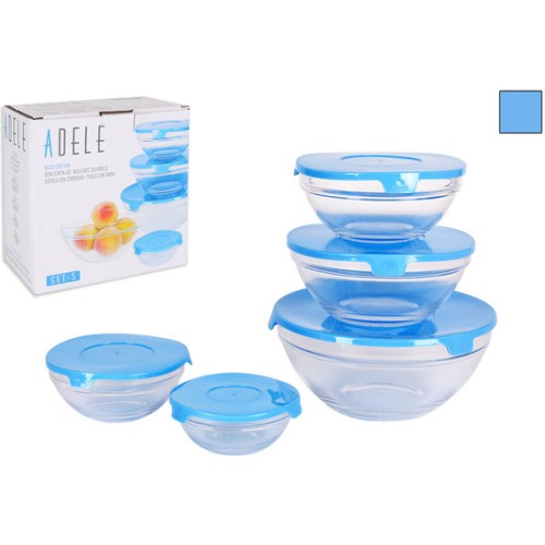 Set of 5 Bowls with Lid Blue Adele