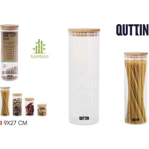 Tarro de borosilicato óptico bamboo 9x27 cm