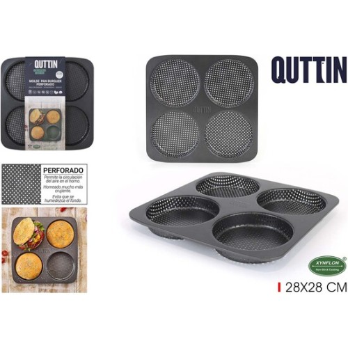 Molde 4 Pan Burguer Perforado 28x28cm