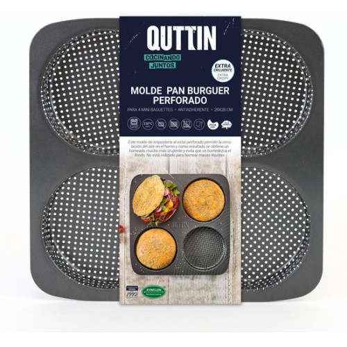 Molde 4 Pan Burguer Perforado 28x28cm