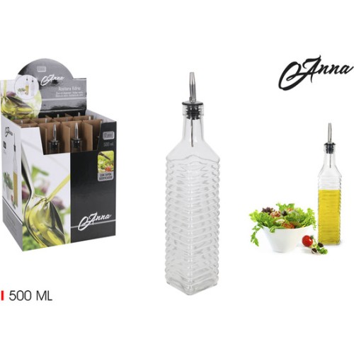 Glass Oil Dispenser 500ml with Metal Top Anna
