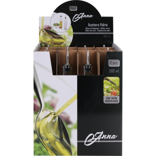 Glass Oil Dispenser 500ml with Metal Top Anna