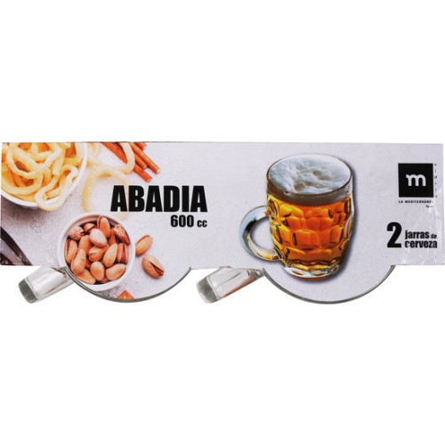 Set of 2 Durable Beer Mugs 600cc Abadia