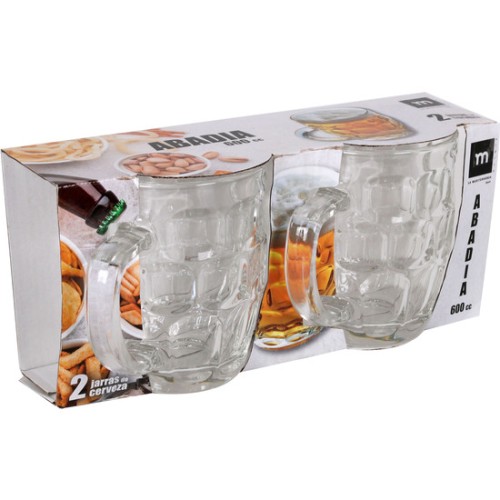 Set of 2 Durable Beer Mugs 600cc Abadia