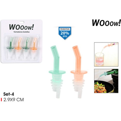 Set de 4 Vertedores Plásticos para Botellas Wooow