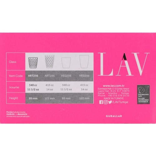 Set de 6 Vasos 340cc New Artemis