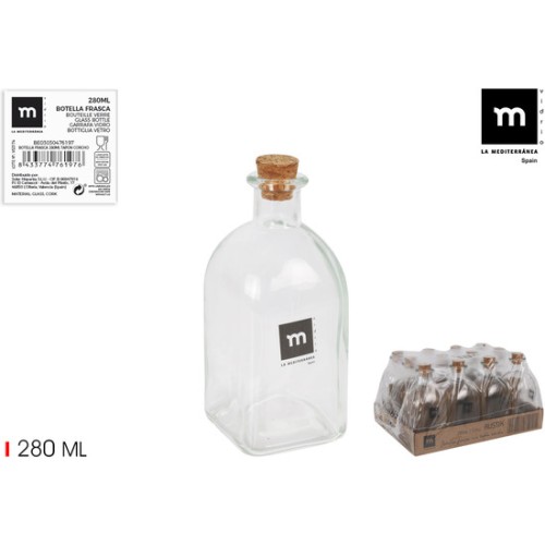 Glass Bottle 280ml Cork Cap La Mediterranea