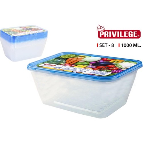 Set of 8 Semi-Disposable Containers 1000ml