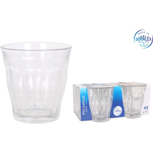 Set of 4 Clear Picardie Glasses 310cc for Refreshments