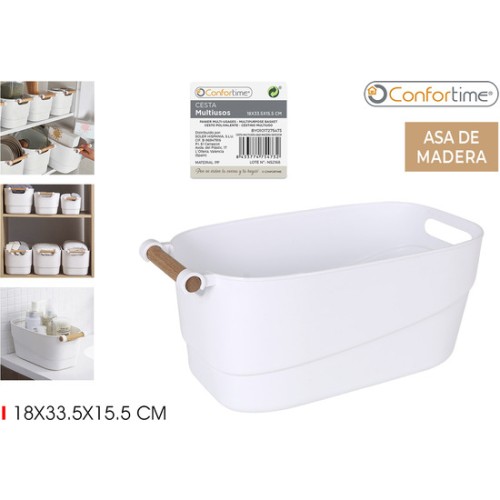 Cesta Multiusos con Asas de Madera
