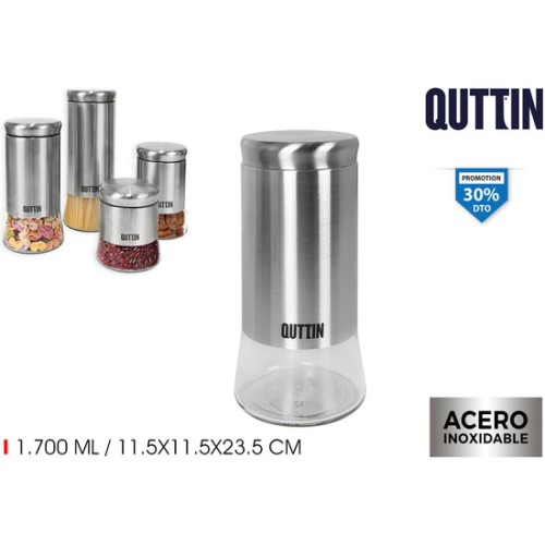 Tarro de vidrio/acero 1700ml Quttin