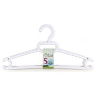 Set of 5 White Plastic Hangers 37x18.5cm Ruth
