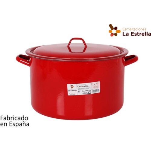 Olla Recta con Tapa de 32 cm Roja