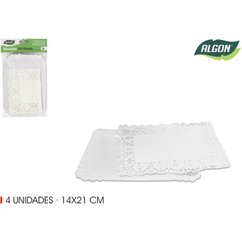 Set of 4 Rectangular Doily Trays 14x21cm