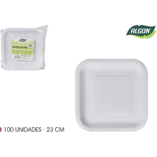 Natural Square 23cm Plate Set of 100 Algon