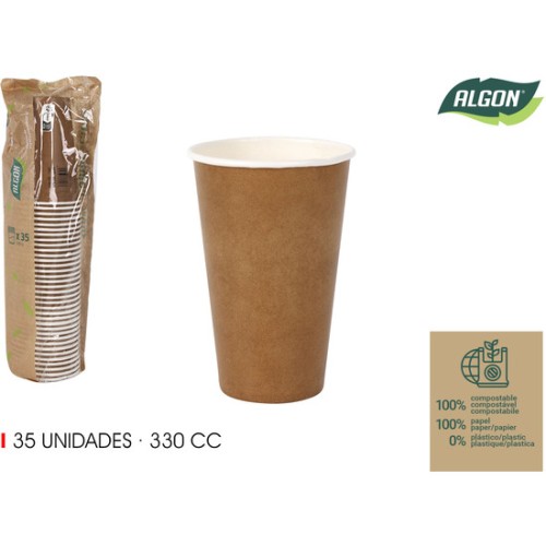 Set de 35 Vasos de Cartón Kraft 330cc