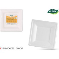 Set of 25 Bio Square Plates 20cm