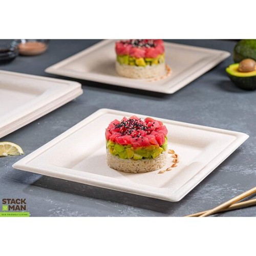 Set of 25 Bio Square Plates 20cm