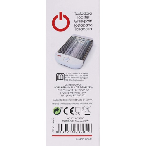 Tostadora Plana 560W para Pan Perfecto