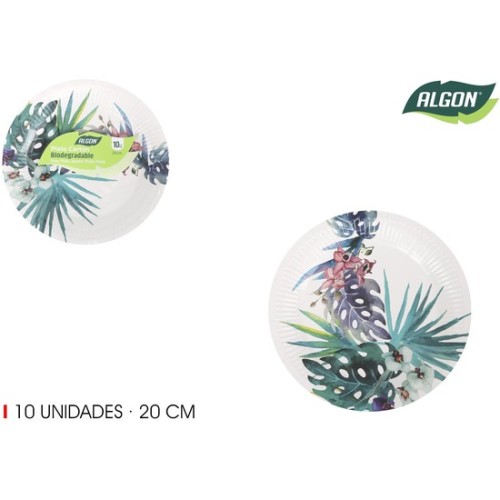 Set of 10 Tropical Red Paper Plates
